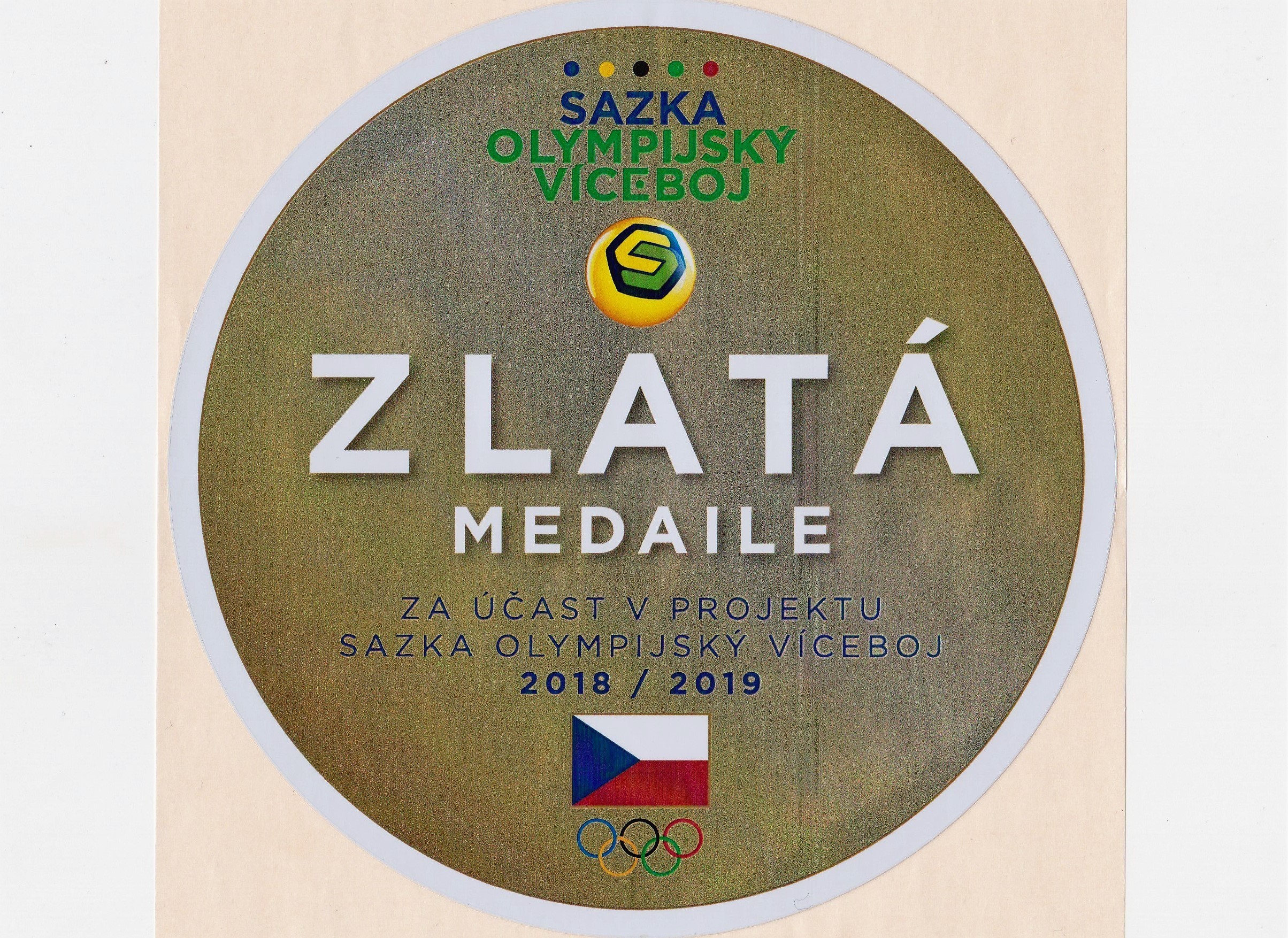 Zlatá medaile  v projektu Sazka olympijský víceboj